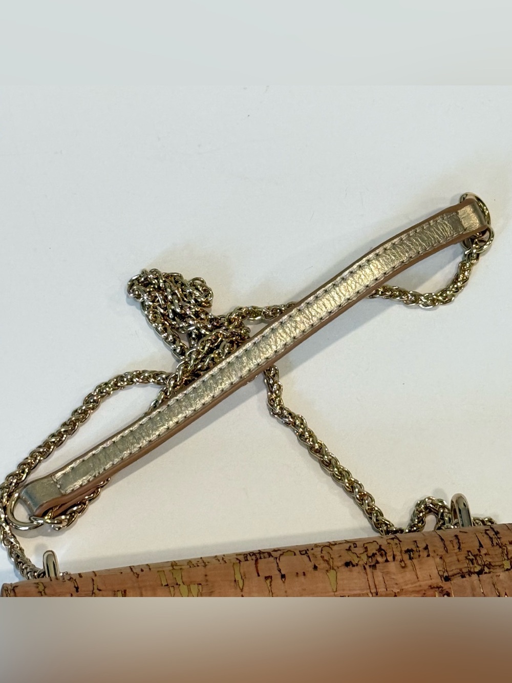 Lilly Pulitzer Sirena Cork Gold Metallic Crossbody Bag Chain Strap & Tassel - Picture 9 of 13